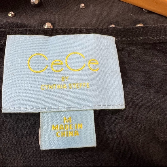 Ce Ce by Cynthia Steffe Black Embellished Rhinestone Long Sleeve Dress SZ M - Picture 9 of 15